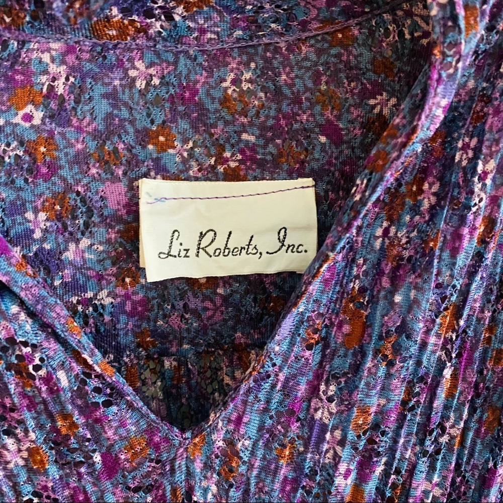 Vintage 1980s Liz Roberts Inc. Purple Floral Dress View 4